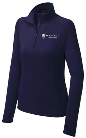 Picture of St. John Paul II -  Ladies -  Sport Wick Stretch 1/4 Zip Pullover by Sport Tek LST850 - True Navy or Charcoal Grey Heather
