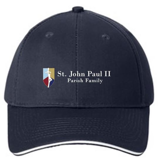 Picture of St. John Paul II - Sandwich Bill Cap by Port & Company CP85 - Navy/White