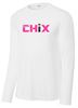 Picture of Chix - Youth/Adult- Dri Fit Long Sleeve by Sports Tek (Y)ST350LS - Pink/Black Logo - Silver or White