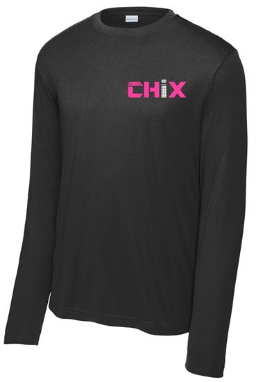 Picture of Chix - Youth/Adult - (Left Chest Logo) Dri Fit Long Sleeve by Sports Tek (Y)ST350LS - Pink/White Logo - Black or Silver