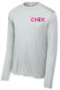 Picture of Chix - Youth/Adult - (Left Chest Logo) Dri Fit Long Sleeve by Sports Tek (Y)ST350LS - Pink/Black Logo - Silver or White