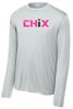 Picture of Chix - Youth/Adult- Dri Fit Long Sleeve by Sports Tek (Y)ST350LS - Pink/Black Logo - Silver or White
