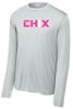 Picture of Chix - Youth/Adult - Dri Fit Long Sleeve by Sports Tek (Y)ST350LS - Pink/White Logo - Black or Silver