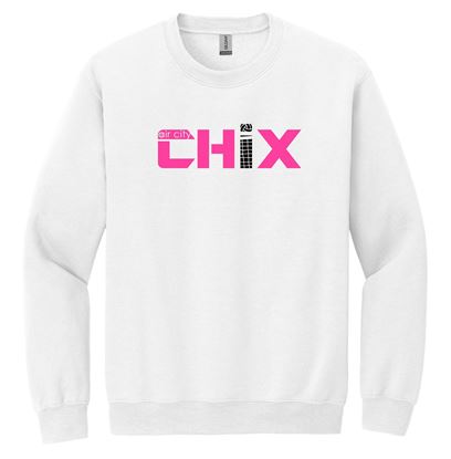Picture of Chix - Youth/Adult - Crewneck Sweatshirt 18000(B) - Pink/Black Logo - White or Sports Grey