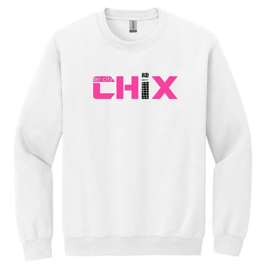 Picture of Chix - Youth/Adult - Crewneck Sweatshirt 18000(B) - Pink/Black Logo - White or Sports Grey