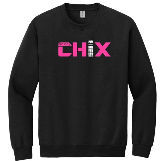 Picture of Chix - Youth/Adult - Crewneck Sweatshirt 18000(B) - Pink/White Logo - Black or Sports Grey