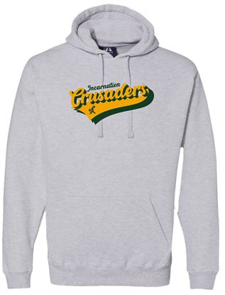 Picture of Incarnation - Adult/Unisex - Premium Hooded Sweatshirt w/ Retro Logo by J. America 8824 - Oxford Grey or White