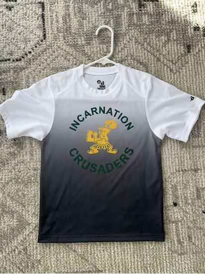 Picture of Clearance! - Incarnation - Youth XS - Ombre Tee w/ Distressed Logo by Badger 2203 - White/Graphite (1 Left)