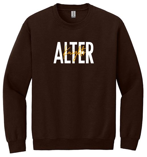 Picture of Alter High School - Adult/Unisex - Heavyblend Crewneck Sweatshirt w/ Logo Choice by Gildan 18000 - Brown