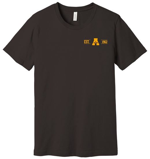 Picture of Alter High School - Adult/Unisex - Jersey Short Sleeve Tee w/ Choice of Left Chest Logo by Bella + Canvas BC3001 - Brown