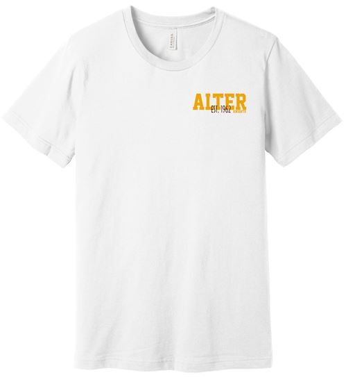 Picture of Alter High School - Adult/Unisex - Jersey Short Sleeve Tee w/ Choice of Left Chest Logo by Bella + Canvas BC3001 - White