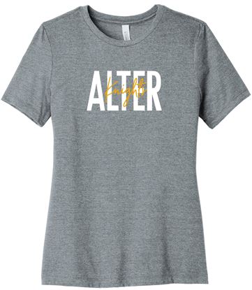 Picture of Clearance! Alter High School  - Ladies - Relaxed Short Sleeve Tee w/ Logo Choice by Bella+Canvas BC6400CVC - Athletic Heather 3 Left!