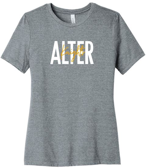 Picture of Clearance! Alter High School  - Ladies - Relaxed Short Sleeve Tee w/ Logo Choice by Bella+Canvas BC6400CVC - Athletic Heather 3 Left!