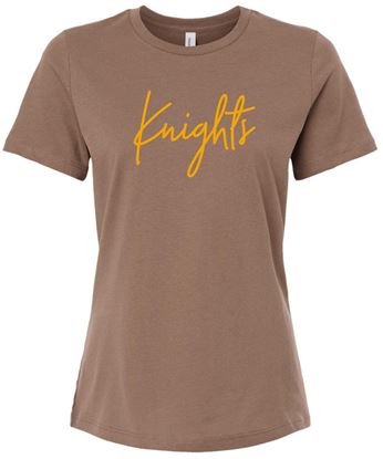 Picture of Alter High School - Ladies - Relaxed Jersey Short Sleeve Tee w/ Logo Choice by Bella+Canvas BC6400 - Vintage Brown