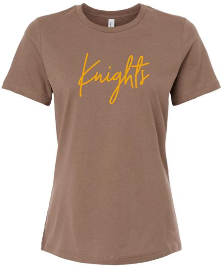 Picture of Alter High School - Ladies - Relaxed Jersey Short Sleeve Tee w/ Logo Choice by Bella+Canvas BC6400 - Vintage Brown