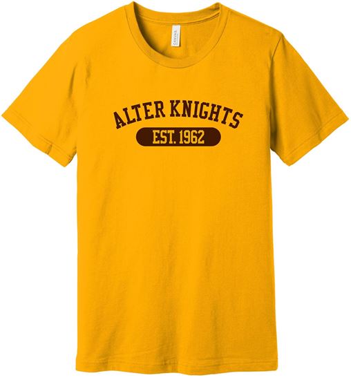 Picture of Alter High School - Adult/Unisex - Jersey Short Sleeve Tee w/ Logo Choice by Bella+Canvas BC3001 - Gold
