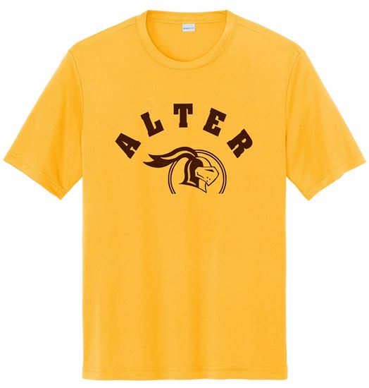 Picture of Alter High School  - Adult/Unisex - Dri Fit Short Sleeve Tee w/ Logo Choice by Sport Tek ST350 - Gold