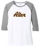 Picture of Alter High School  - Ladies - Women's Perfect Tri 3/4-Sleeve Raglan w/ Logo Choice by District DM136L - Grey Frost/White