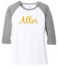 Picture of Alter High School  - Ladies - Women's Perfect Tri 3/4-Sleeve Raglan w/ Logo Choice by District DM136L - Grey Frost/White