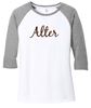 Picture of Alter High School  - Ladies - Women's Perfect Tri 3/4-Sleeve Raglan w/ Logo Choice by District DM136L - Grey Frost/White