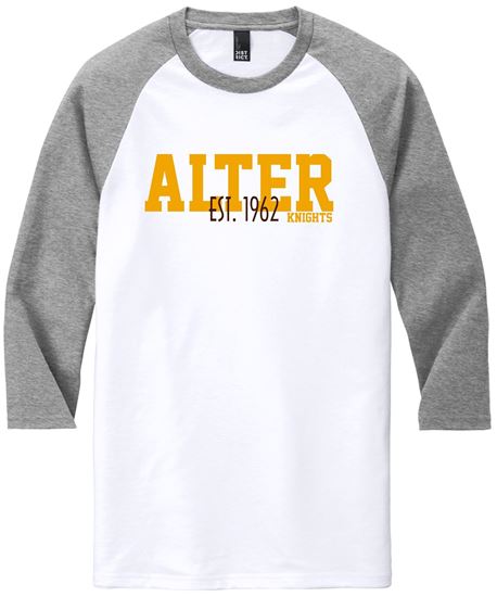 Picture of Clearance! - Adult/Unisex - Perfect Tri 3/4 Sleeve Raglan w/ Logo Choice by District DM136 - Grey Frost/White 3 Left!