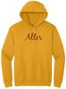 Picture of Alter High School - Adult/Unisex - Heavy Blend Hooded Sweatshirt w/ GLITTER Script Logo by Gildan 18500 - Brown, Gold, or White