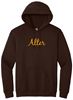 Picture of Alter High School - Adult/Unisex - Heavy Blend Hooded Sweatshirt w/ GLITTER Script Logo by Gildan 18500 - Brown, Gold, or White