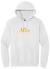 Picture of Alter High School - Adult/Unisex - Heavy Blend Hooded Sweatshirt w/ GLITTER Script Logo by Gildan 18500 - Brown, Gold, or White