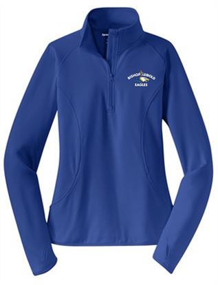 Picture of Bishop Leibold - Ladies - Wicking 1/4 Zip Pullover by Sport Tek LST850 - Heather Charcoal Grey, Navy, Royal, or White