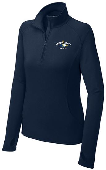 Picture of Bishop Leibold - Ladies - Wicking 1/4 Zip Pullover w/ BLS Eagle Logo by Sport Tek LST850 - Heather Charcoal Grey, True Navy, True Royal, or White
