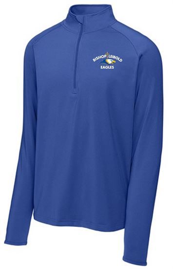Picture of Bishop Leibold - Adult/Unisex - Wicking 1/4 Zip Pullover w/ BLS Eagle Logo by Sport Tek ST850 - Heather Charcoal Grey, True Navy, True Royal, or White