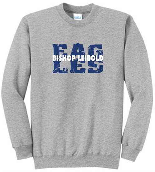 Picture of Bishop Leibold - Youth & Adult/Unisex - Crewneck Sweatshirt by Port & CO PC90Y/ PC78 - Stacked Royal & White Logo
