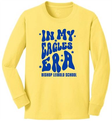 Picture of NEW!! Bishop Leibold - Youth/Unisex -  Long Sleeve Tee with Eagles Era Logo by Port & Company PC54LS/PC54YLS - Athletic Heather or White