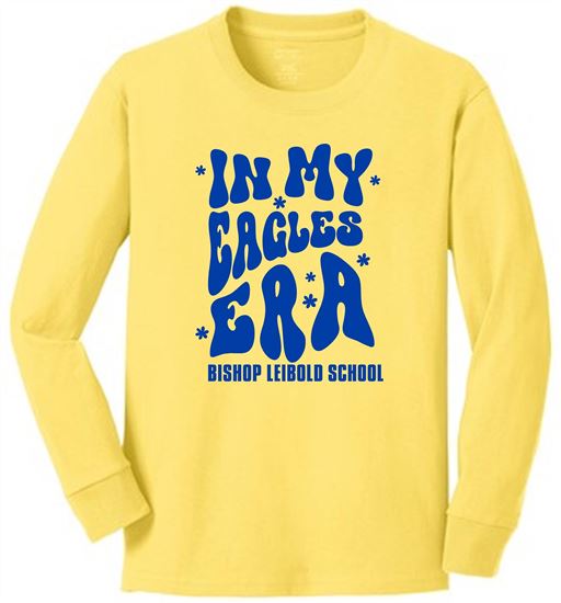 Picture of NEW!! Bishop Leibold - Youth/Unisex -  Long Sleeve Tee with Eagles Era Logo by Port & Company PC54LS/PC54YLS - Athletic Heather or White