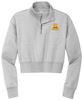 Picture of Alter - Ladies - Cropped V.I.T. Fleece 1/2 Zip w/ Logo Choice by District DT6111 - Light Heather Grey