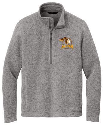 Picture of Alter - Unisex - Arc Sweater Fleece 1/4 Zip w/ Logo Choice by Port Authority F426 - Deep Smoke Heather