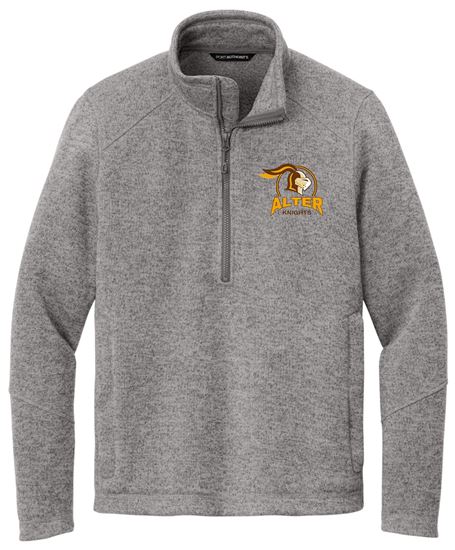 Picture of Alter - Unisex - Arc Sweater Fleece 1/4 Zip w/ Logo Choice by Port Authority F426 - Deep Smoke Heather