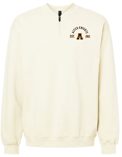 Picture of Alter - Ladies - Softstyle Midweight 1/4  Zip Sweatshirt w/ Logo Chocie by Gildan SF008 - Off White