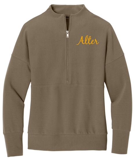 Picture of Coming Soon! - Alter - Ladies - Women's Linear Texture 1/4 Zip w/ Logo Choice by Mercer+Mettle MM3041 - Warm Taupe