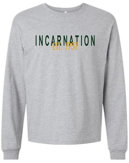 Picture of NEW! Youth/Unisex  Incarnation Est 1957 Long Sleeve Tee - Athletic Heather, Pink, or White