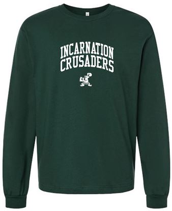 Picture of NEW! Youth/Unisex  Incarnation Stacked Logo  Long Sleeve Tee - Athletic Heather,  Forest Green, or Pink