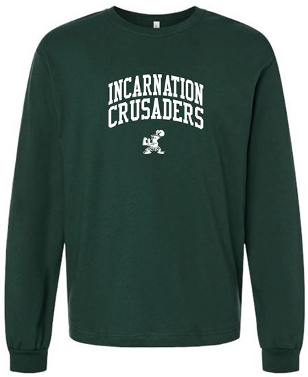 Picture of NEW! Youth/Unisex  Incarnation Stacked Logo  Long Sleeve Tee - Athletic Heather,  Forest Green, or Pink