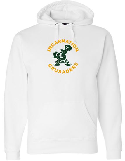 Picture of NEW!! Incarnation - Unisex - Premium Hooded Sweatshirt 2 Color Circle Logo by J. America 8824 - Oxford Grey or White