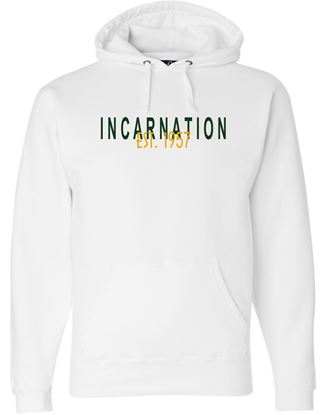 Picture of NEW!! Incarnation - Unisex - Premium Hooded Sweatshirt EST 1957  Logo by J. America 8824 - Oxford Grey or White
