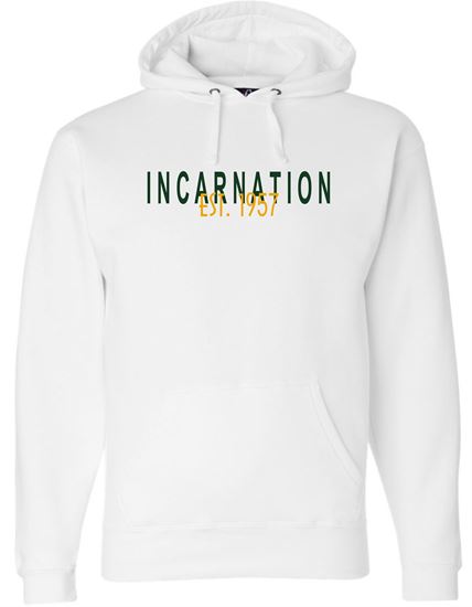 Picture of NEW!! Incarnation - Unisex - Premium Hooded Sweatshirt EST 1957  Logo by J. America 8824 - Oxford Grey or White