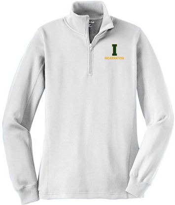 Picture of 4-Incarnation - Ladies - 1/4 Zip Sweatshirt by Sport Tek LST253 -Athletic Heather or White