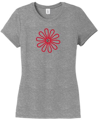 Picture of CinDay Acadamy - Girls/Ladies - Perfect Tri Short Sleeve Tee w/ Flower Logo by District DM130L(YG) -  Grey Frost or White