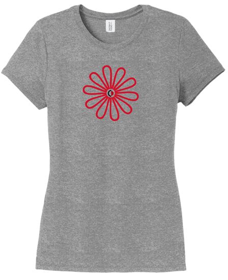Picture of CinDay Acadamy - Girls/Ladies - Perfect Tri Short Sleeve Tee w/ Flower Logo by District DM130L(YG) -  Grey Frost or White