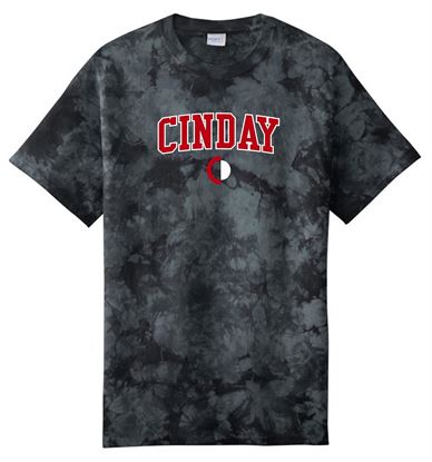 Picture of The CinDay Academy - Youth & Adult/Unisex - Crystal Tie Dye Tee w/ Logo Choice by Port & Company PC145(Y) -  Black