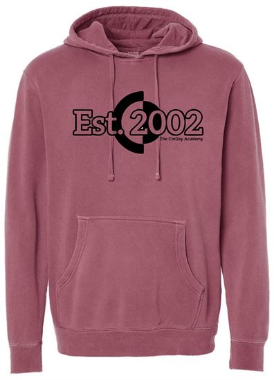 Picture of CinDay - Youth/Unisex - Midweight Pigment-Dyed Hooded Sweatshirt by Independent Trading Co.  PRM1500Y/PRM4500 - Pigment Maroon